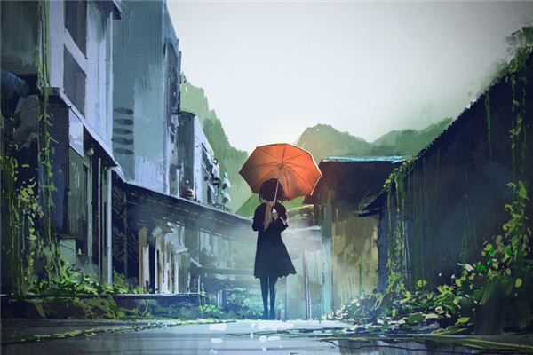 夢見撐着傘在雨中步行